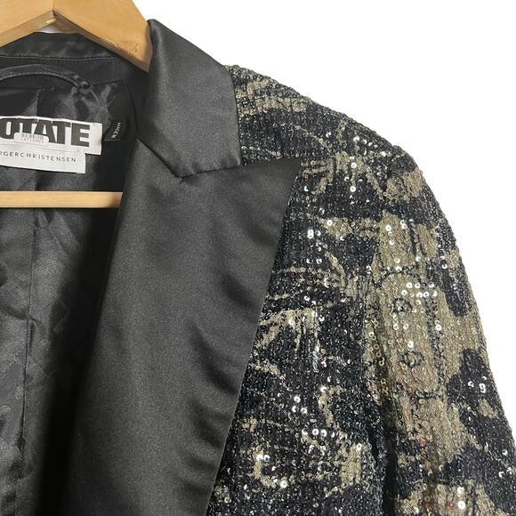 Rotate Birger Christensen Augustina Black Jacquard Sequin Blazer Size 4 - Picture 8 of 16